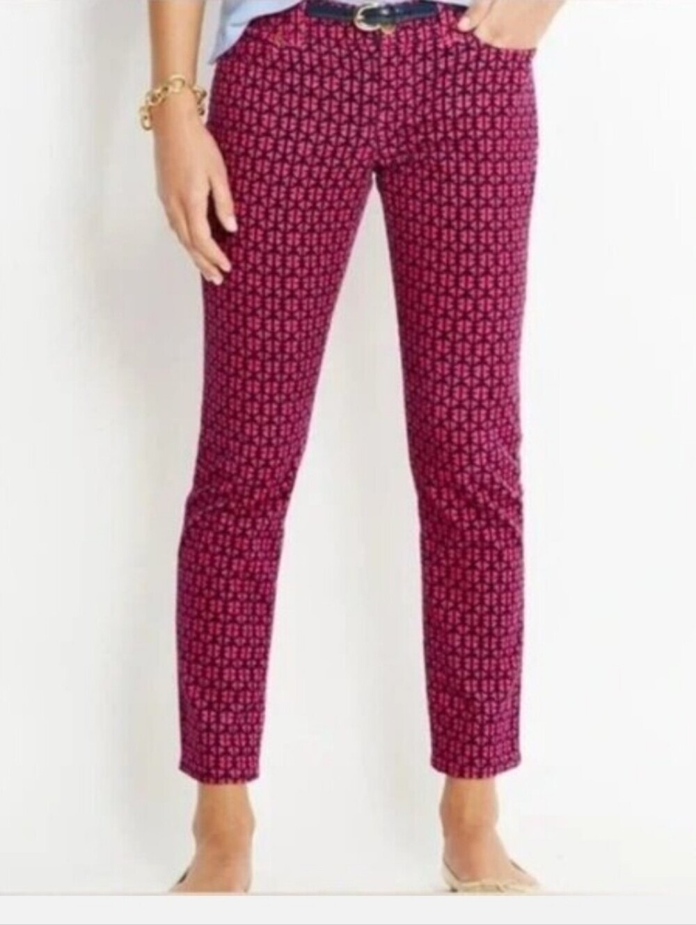 Vineyard Vines Slim Ankle Cords Size 4 Corduroy Pants Anchor Navy Pink Skinny